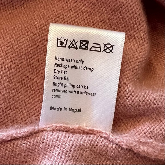 ME+EM Women’s Cashmere Crop Hoodie Sweater Blush Pink Sz M Quiet Luxury Capsule - Picture 8 of 9